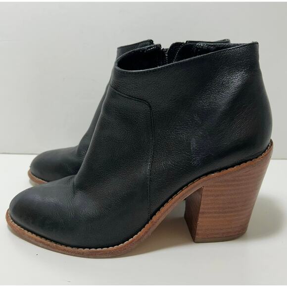 LOEFFLER RANDALL Black Leather Heeled Ankle Boots Booties Ella Womens 7.5 - Picture 4 of 9